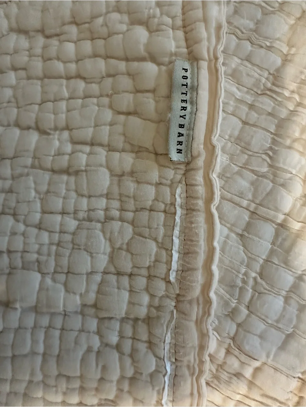 Pottery Barn Cream Quilted Coverlet and matching shams